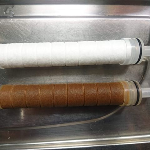 Pure rain suodatin ennen ja jälkeen