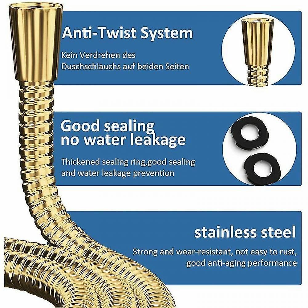 Shower Guy suihkuletku kultainen, Gold, RST, suihkuletku ruostumattomasta teräksestä.