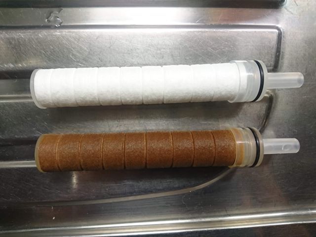 Pure rain suodatin ennen ja jälkeen